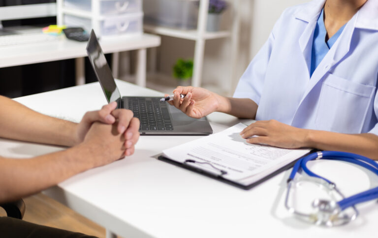 Doctor are giving advice on treatment to patients in hospital examination rooms, treatment diseases from specialists. Medical treatment and health consultation